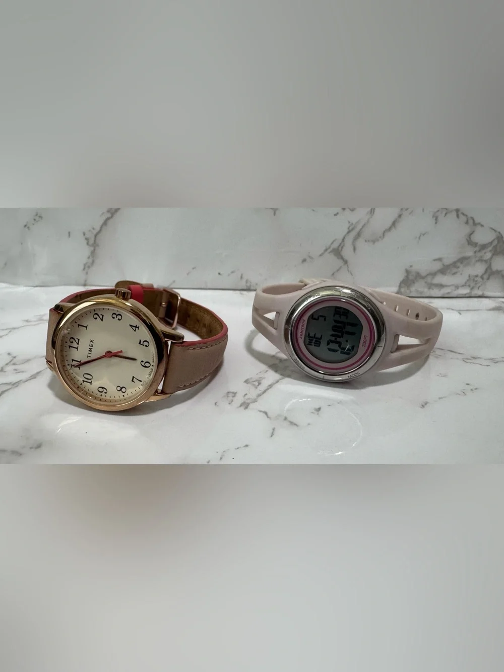 Lot of 2 Women’s Watches – Timex Analog Rose Gold & Armitron Digital Pink